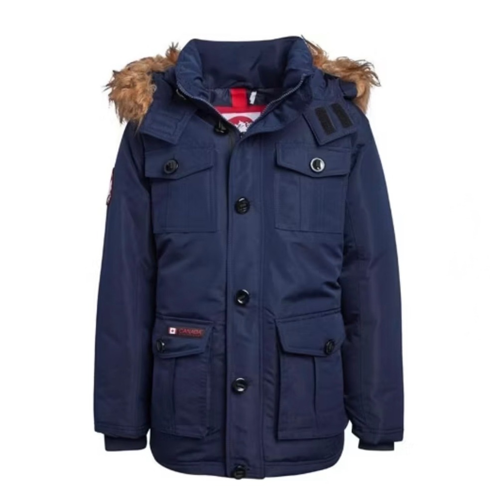 Canada Weathergear Parka Jacket Kids 10/12 Navy New Heavyweight Faux Fur Hooded
